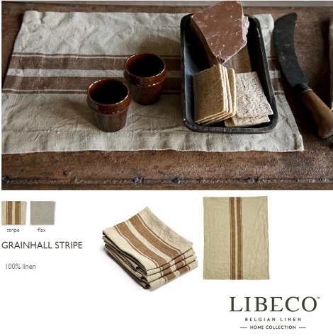 Libeco grainhall stripe ,100 procent linnen kleur met streep terra,handdoek,theedoek,servet,tafellaken,landelijk romantisch,tafellinnen,dealer slaapkenner theo bot zwaag